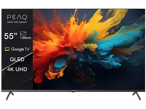 TV QLED 55" - Peaq 55GQU-5024C, UHD 4K, -, Smart TV, DVB-T2 (H.265), Chromecast incorporado, Google TV, Dolby Vision, Negro