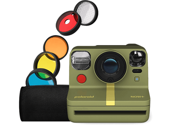 Cámara instantánea - Polaroid Now+ 2ª Generation, Enfoque automático, Montura trípode, Kit lentes colores, Verde