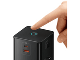 Cargador de pared - Baseus PowerCombo Tower 5 in 1, Universal, 65W, Negro