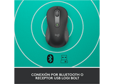 Ratón inalámbrico - Logitech Signature M650, Para manos grandes/zurdos, Bluetooth, Accesos directos, Personalizable, Bluetooth, USB, Negro
