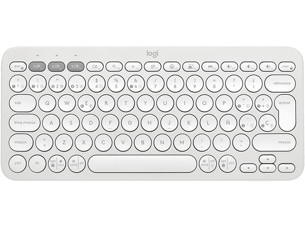 Teclado inalámbrico - Logitech K380S, Bluetooth-USB, Multidispositivo, Multisistema, Teclas programables, Teclas de accesos directos, Blanco