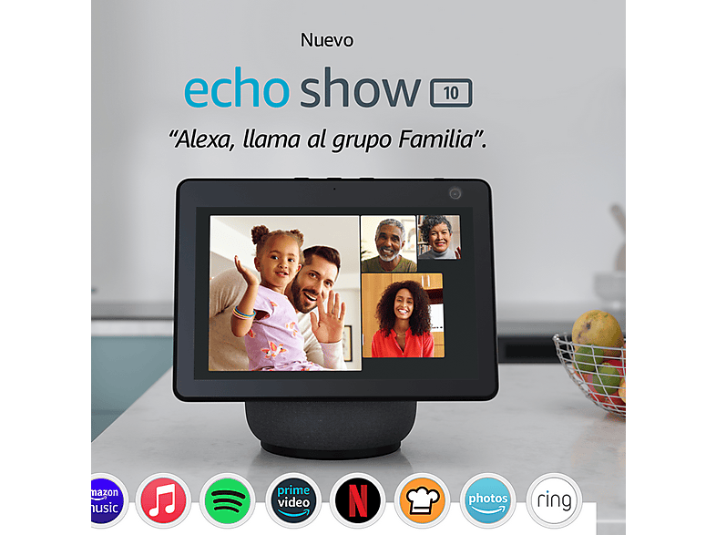 Pantalla inteligente con Alexa - Amazon Echo Show 10, 10.1 HD con movimiento automático, WiFi, Antracita