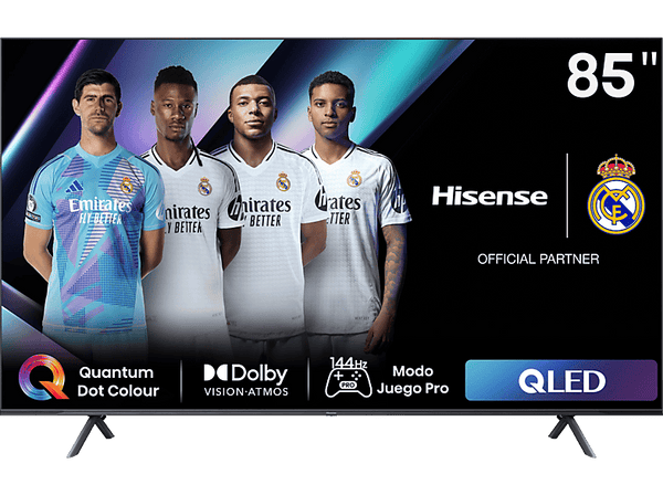 TV QLED 85" - Hisense 85E7NQ Pro, UHD 4K, Game Bar, 144Hz, Dolby Vision IQ, Dolby Atmos, Subwoofer, IA, Negro