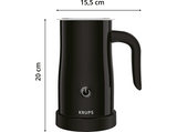 Espumador de leche - Krups XL1008, Interior acero inoxidable, Base giratoria 360º, Negro