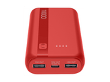 Powerbank - CellularLine Essential, 10000 mAh, 12W, 72 horas, USB C, USB A, Rojo