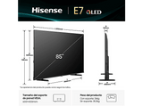 TV QLED 85 - Hisense 85E7Q, UHD 4K, Quad Core/MT9603, IA 4K Upscaler, Modo Juego Plus, Sensor de luz, Negro