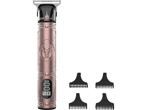 Cortapelos - Cecotec Bamba PrecisionCare Warrior, 120 min Autonomía, Motor potente y silencios, Pantalla LCD, Rosa Gold