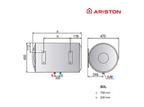 Termo eléctrico - Ariston PRO1 ECO H, 1500 W, 8 bar, 80 l, Horizontal, Blanco