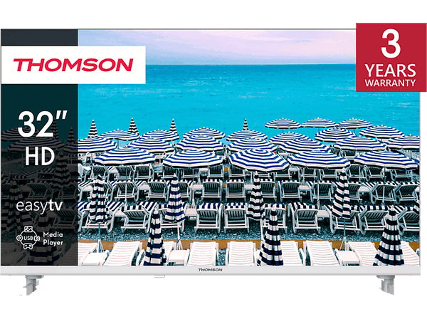 TV LED 32" - Thomson 32HD2S13W, HD, Quad Core MSD3663LSA-SW, Sintonizador triple, Blanco