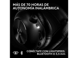 Auriculares gaming - Logitech G Pro X3 Lightspeed, Inalámbrico, BT-USB, Micrófono, Ecualizador, Personalizable, Transductores 50mm, PC-Mac, PS5, Negro