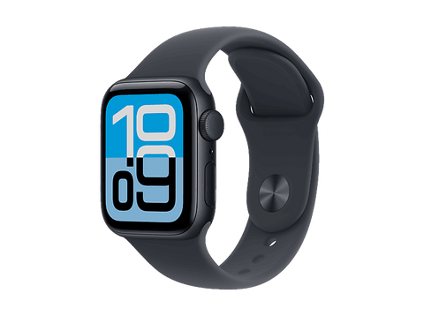 Apple Watch SE 3 (2025), GPS, 40 mm, Caja de aluminio Medianoche, Correa deportiva Medianoche, S/M, Calidad del sueño, Medición temperatura