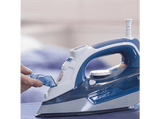 Plancha de vapor - Ufesa PV3280, Suela cerámica, 0.33 l, Golpe de vapor 180 g/min, Sistema antical, Azul/Blanco