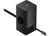 Cargador de pared - Baseus PowerCombo Tower 5 in 1, Universal, 65W, Negro