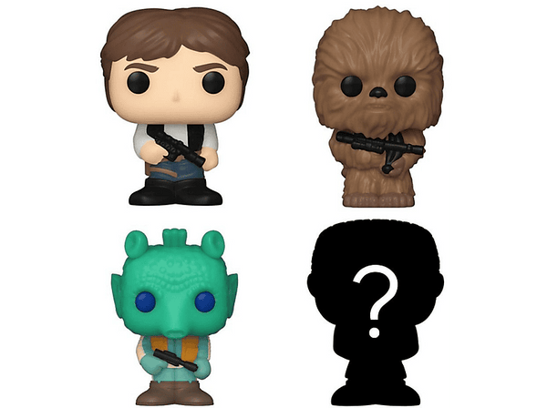 Figura Funko Pop! - Bitty Pop!: Star Wars Pack Han Solo, (Han Solo+ Chewbacca + Greedo+ Sorpresa), 2cm