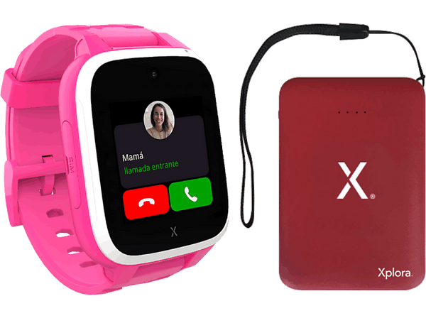 Smartwatch infantil + Powerbank - Xplora XGO3, 1.3", 128 MB, Cámara 2 MP, Autonomía 3 días, 4G, Botón SOS, Geolocalización, Rosa