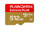 Tarjeta Micro SD - SANDISK Extreme PLUS, 512 GB, Hasta 250 MB/s de lectura, 5K y 4K UHD, V30, A2, U3, UHD-I, Adaptador SD, Oro