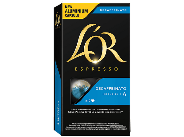 Cápsulas monodosis - L'Or Decafeinato 6, 10 cápsulas, Para Máquinas Nespresso