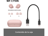 Auriculares True Wireless - Sony WFC710NP, Cancelación de ruido (Noise cancelling), Estuche carga rápida (40h), Inalámbricos, ANC, Bluetooth, Rosa