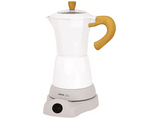 Cafetera tradicional - Jocca 2188, 0.26 l, Aluminio, 480 W, 6 Tazas, Italiana, Eléctrica, Sin Cables, Blanco/Madera