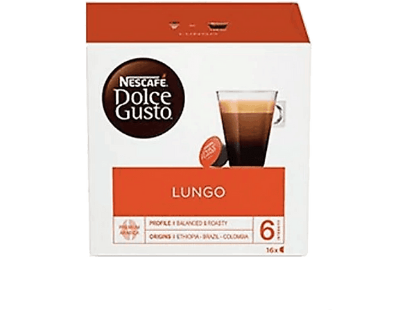 Cápsulas monodosis - Nescafé Dolce Gusto Lungo, 16 cápsulas