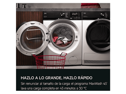 Lavadora carga frontal - AEG LFE6G54H2B, 10.5 kg, 1400 rpm, 10 programas, Ciclo rápido 45 min, Higiene con Vapor, Blanco