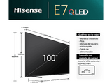 TV QLED 100 - Hisense 100E7NQ, UHD 4K, Dolby Vision&Atmos, Sensor de luz, Modo Deportes, Air Play, IA Negro