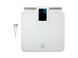 Báscula analizador de fitness - Jata HBAS2501, Peso máx. 180 kg, Pantalla LCD, 8 Sensores Alta Precisión, Memoria para 8 Personas, Blanco