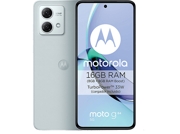Móvil - Motorola G84, Azul, 256 GB, 8 GB RAM, 6.5 " pOLED display, Qualcomm® Snapdragon™ 695 5G, 5000 mAh