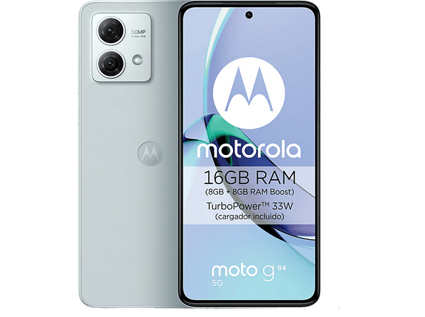 Móvil - Motorola G84, Azul, 256 GB, 8 GB RAM, 6.5 " pOLED display, Qualcomm® Snapdragon™ 695 5G, 5000 mAh