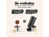 Accesorio cafetera - Caps Me CPM001, Coctelera + 3 cápsulas reutilizables compatibles con Nespresso® + 102 tapas papel + café arábica (200gr)
