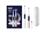 Cepillo eléctrico - Oral-B iO 6s, Pack doble, 5 modos, Seguimiento con app, Pantalla interactiva, Sensor de presión, Estuche de viaje, Blanco y rosa
