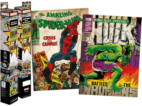 Póster - Pyramid International Marvel. Carteles de portadas de Comics :Spider-Man y Hulk, 2 pósters, 52 x 38 cm
