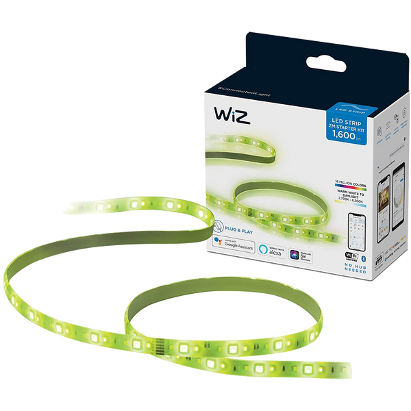 Luces LED - Wiz W-BT 1600LM, Tira inteligente y alimentador, 2 metros, Wifi y Bluetooth, Control por voz