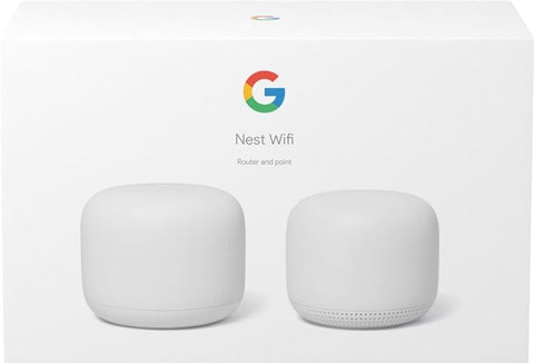 Router - Google Mesh Nest WiFi Router, 1GB RAM, 4GB flash, Bluetooth, WPA3, Blanco + Nest WiFi Point