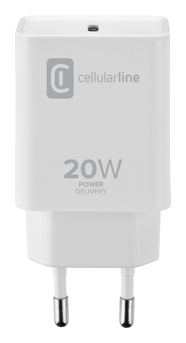 Cargador - Cellular Line ACHIPHUSBCPD20WW, Universal, USB-C, 20W, Blanco