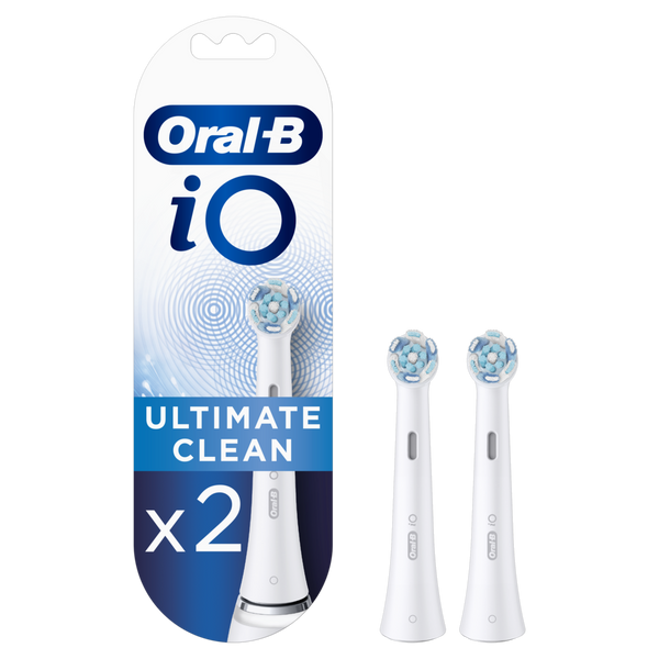 Recambio para cepillo dental - Oral-B iO Ultimate Clean, 2 cabezales, Blanco