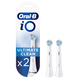 Recambio para cepillo dental - Oral-B iO Ultimate Clean, 2 cabezales, Blanco