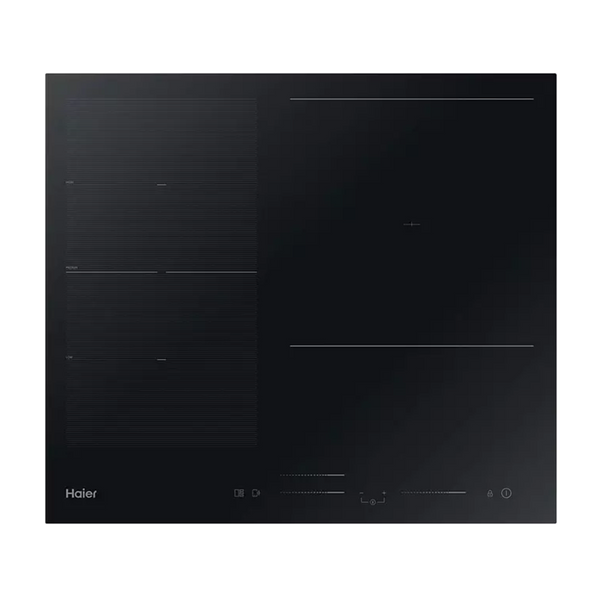 Encimera- Haier Series 4 HAFRSJ63MC, Inducción, 3 zonas + Flex, Wi-Fi, 60cm, Cook with me, Varycook, Negro