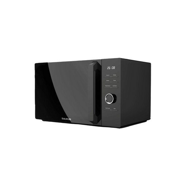 Microondas - Taurus Laurent, Digital, 25L, 900W, 10 niveles, Descongela, Revestimiento Shiny&Clean, Hasta 99 min, Función inicio, Negro