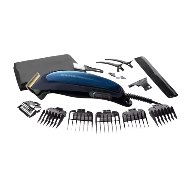 Cortapelos - Taurus Horus Avant Plus, Set completo, 10 accesorios, 14 alturas, 9W, 3000 RPM, Titanio, Azul