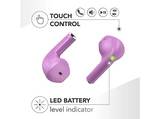 Auriculares True Wireless - Music Sound BTMSTWSSWAGUV, De cápsula, Bluetooth,  Autonomía de hasta 20 h, Violeta