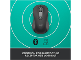 Ratón inalámbrico - Logitech Signature M650 L Left, Para manos izquierdas grandes, Bluetooth, Grafito