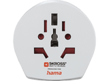 Adaptador enchufe - World to Europe Hama, 2 entradas USB, 250 V, Compatible con hasta 200 países, Blanco