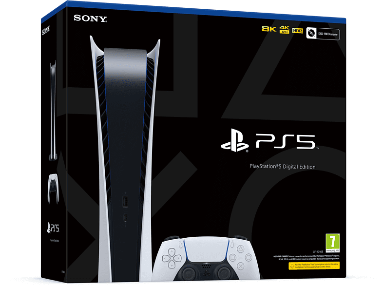 Consola - Sony PS5 Digital Edition C Chassis, 825 GB, 4K, Blanco y Negro