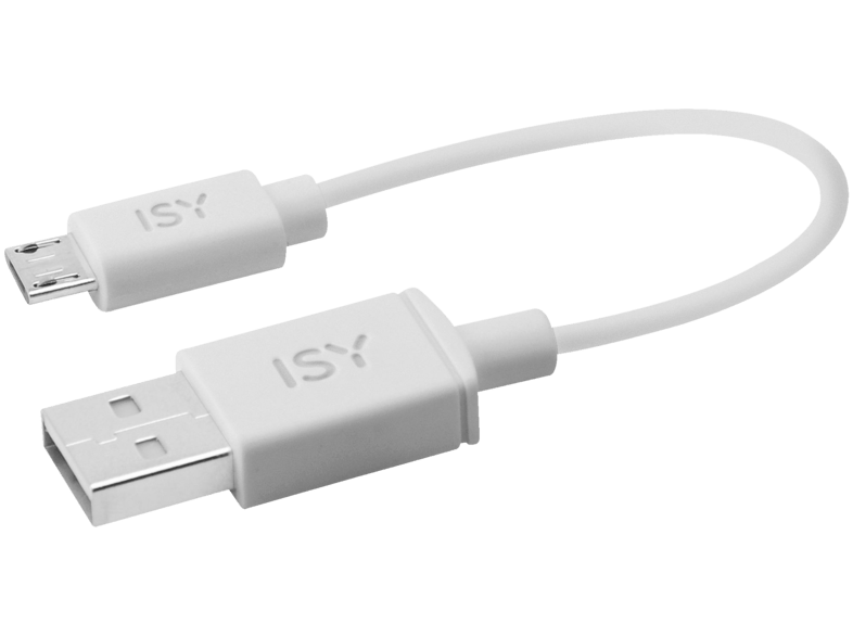 Cable - De Micro USB a USB, Isy IUC-1003, Universal, Longitud 15 cm, Blanco