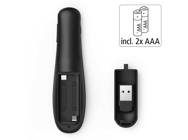 Presentador láser - Hama 00139915, con receptor USB 2.0, Negro
