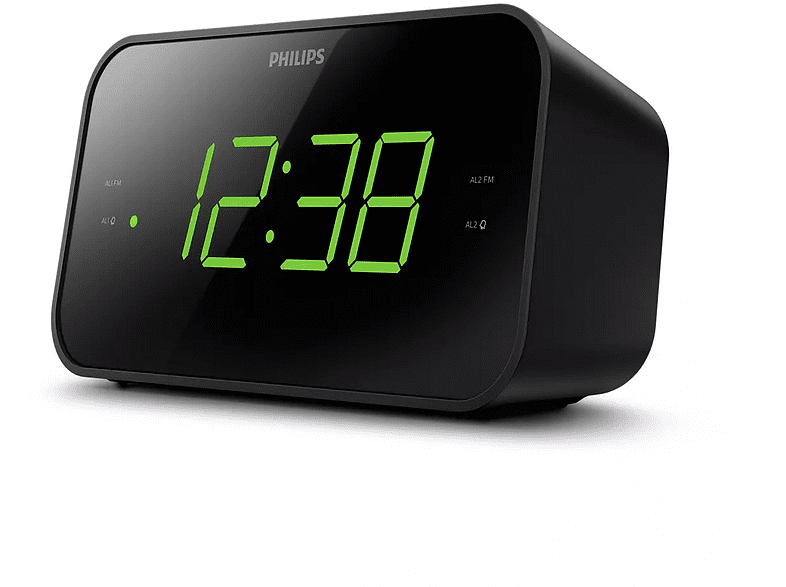 Radio despertador - Phliips TAR3306/12, Sintonización digital FM, Alarma dual, Temporizador, Negro