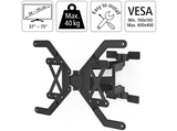 Soporte TV - Hama Full Motion Ultraslim 00118064, Inclinable, De 37 a 75, 2 brazos, VESA 600 x 400 mm, Negro