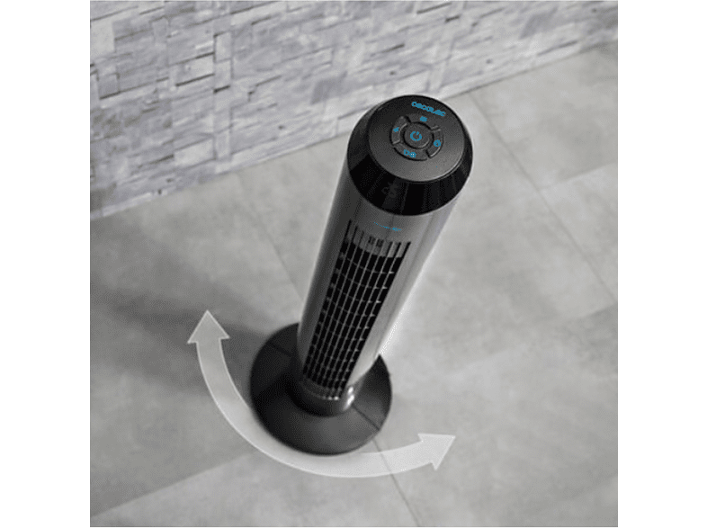 Ventilador de torre - Cecotec EnergySilence 8190 Skyline Ionic, 60 W, 20 dB, 2 l, Con ionizador, Inox
