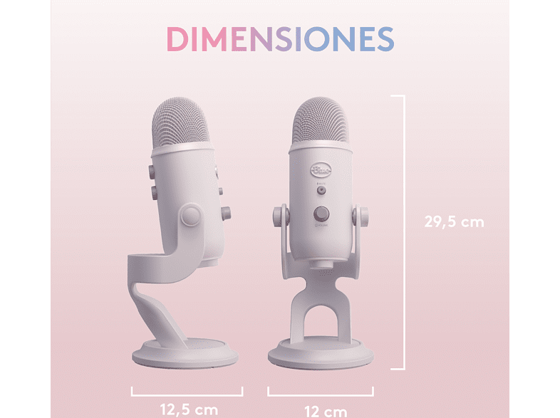 Micrófono - Blue Yeti Premium Aurora Collection, USB, Blue VO!CE, PC/PlayStation, Blanco